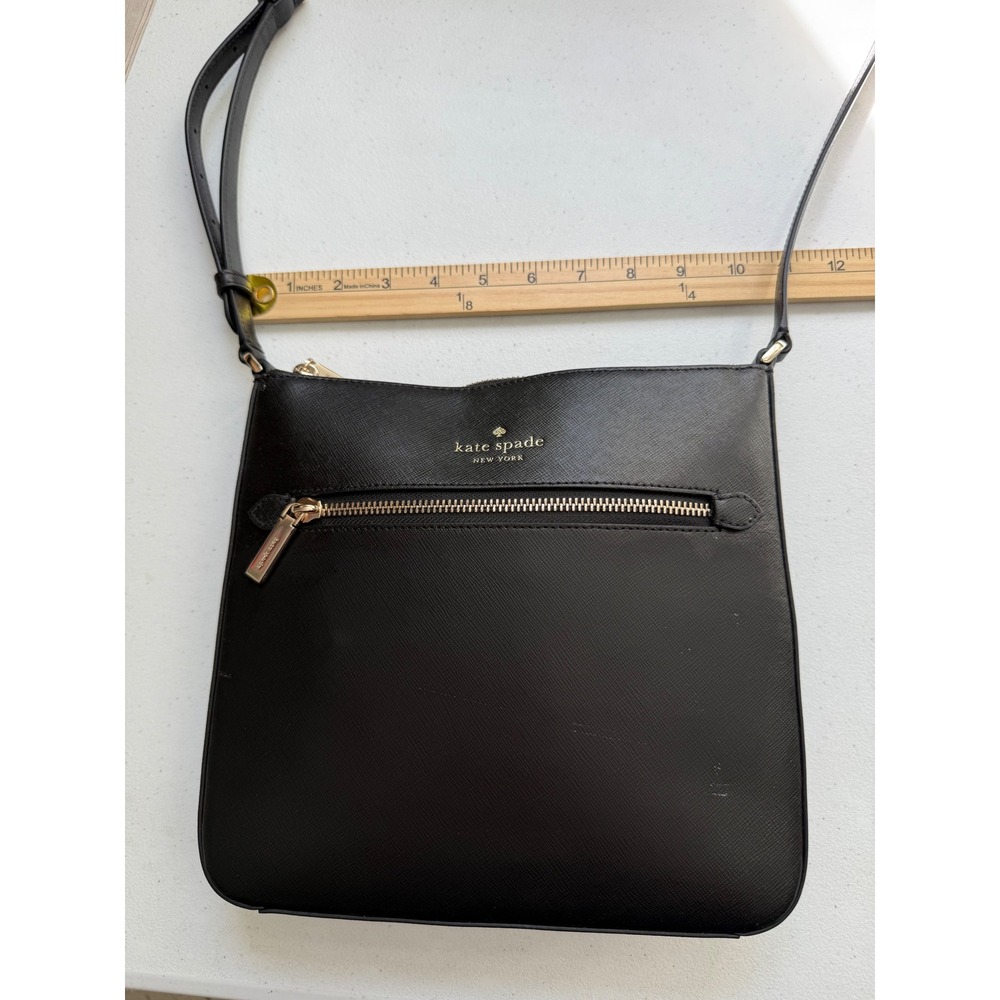 Kate Spade New York Black Saffiano Leather Crossbody‎ Bag Gold Hardware Slim - Picture 8 of 11